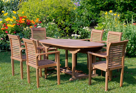 6 x Hampton Stacking Chairs with Oval Extending Table