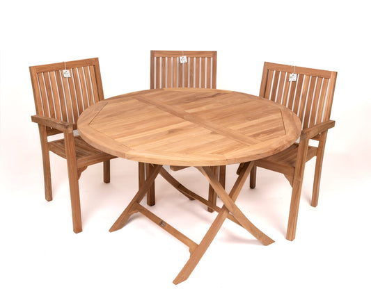 4 x Stacking Chairs with Round 120CM Folding Table