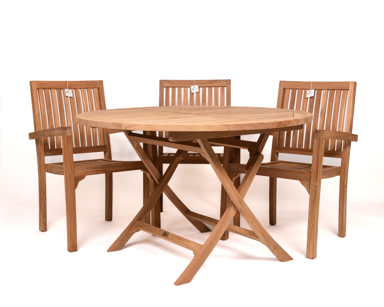 4 x Stacking Chairs with Round 120CM Folding Table