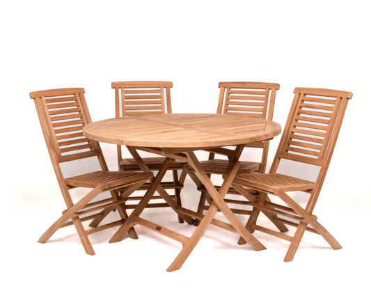 4 x Folding Chairs with Round 120CM Folding Table